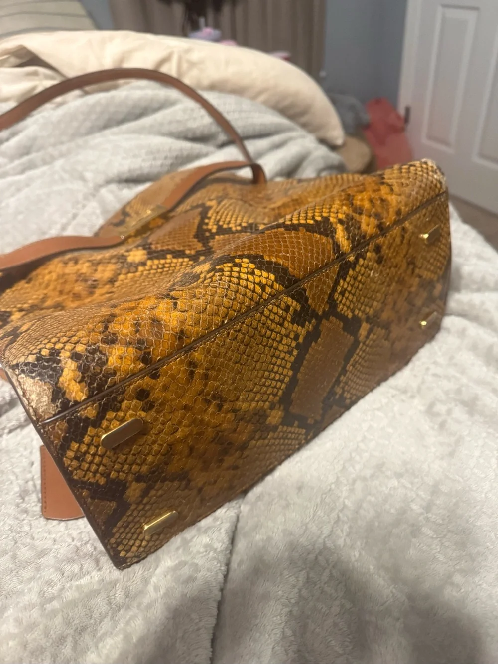 Tory Burch Lee Radziwill Double Bag Snake-Print embossed leather